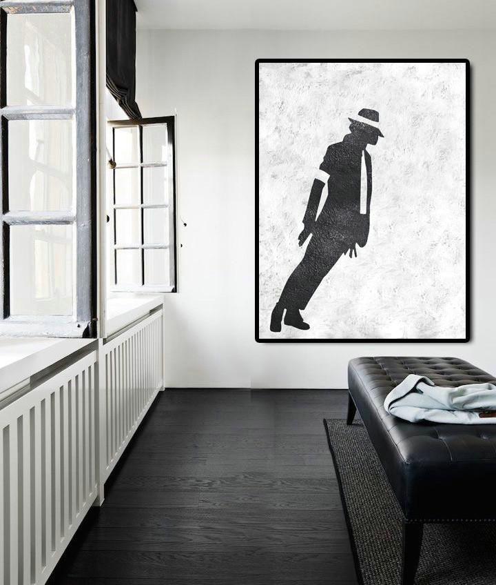 Huge Canvas Art On Canvas,Black And White Minimal Painting On Canvas - Contemporary Art Canvas Painting